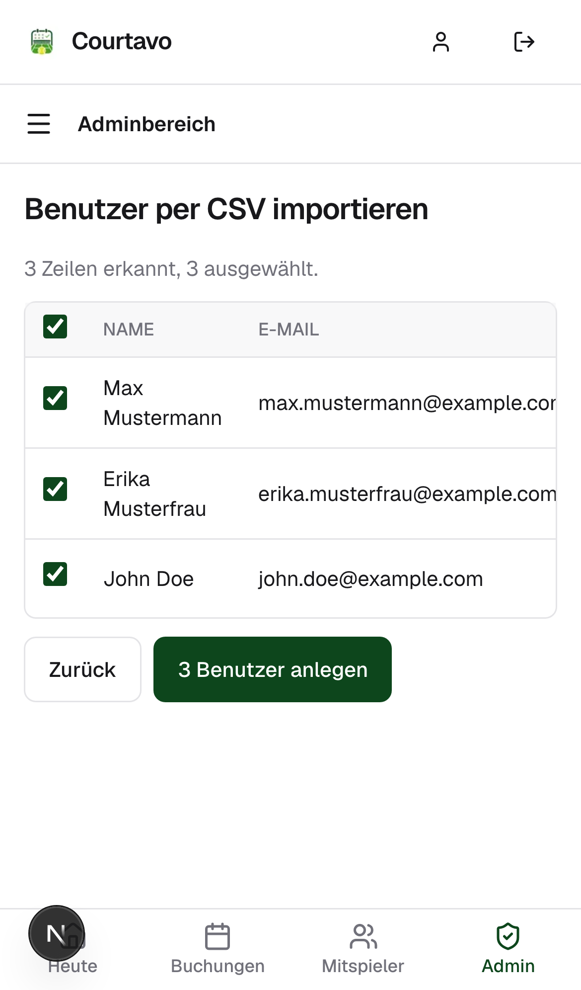 Vorschau der erkannten Zeilen, mobile Ansicht