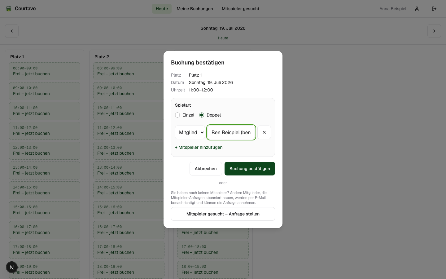 Mitspieler ausgewählt